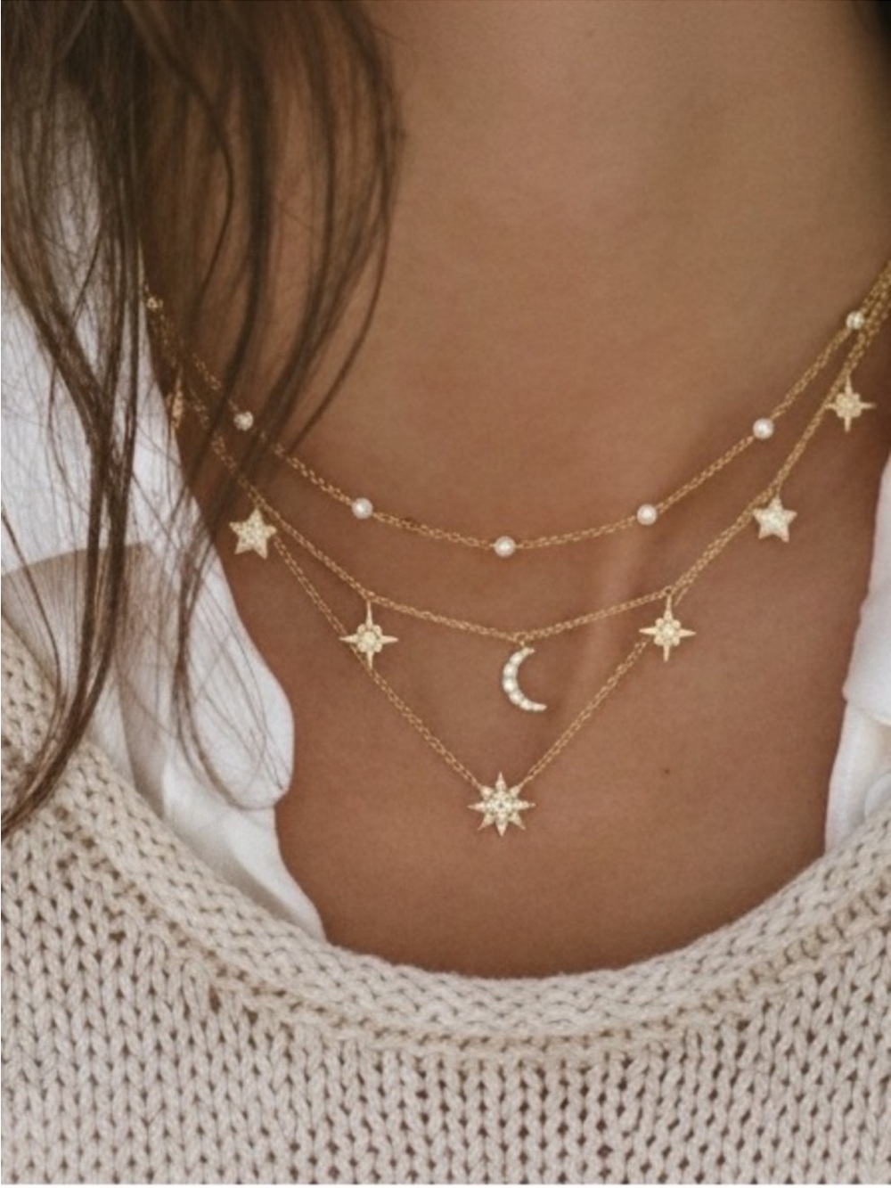 Boho “My Sun, Moon, & Stars” Cute Layered Necklace